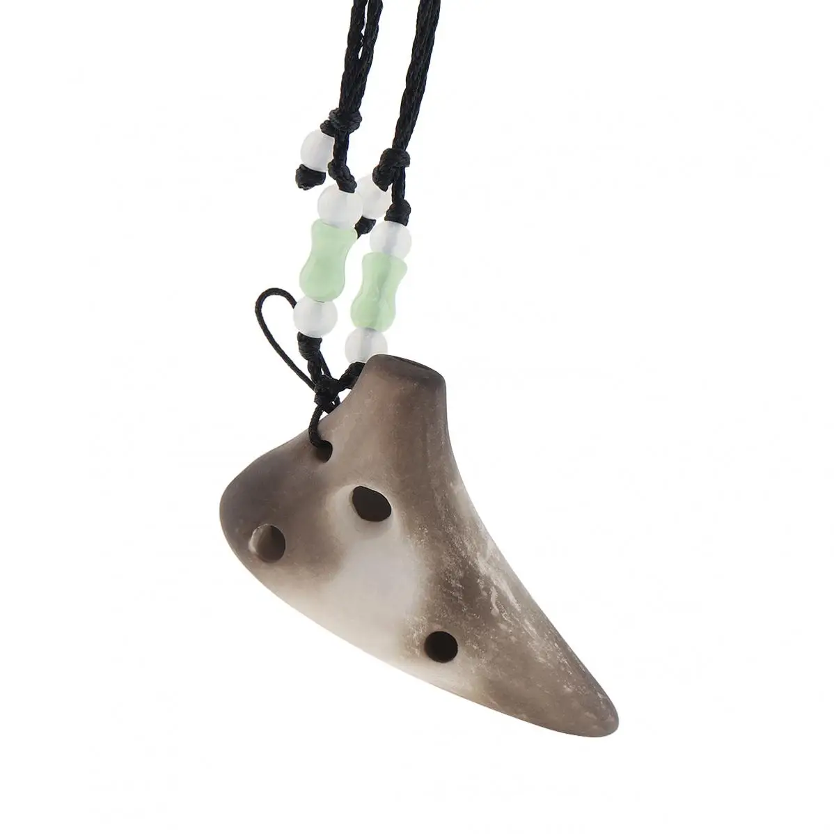 Mini 6 Holes ToneC Ocarina Soprano Necklace Clay Smoked Surface Flute Instrument with Hang Rope