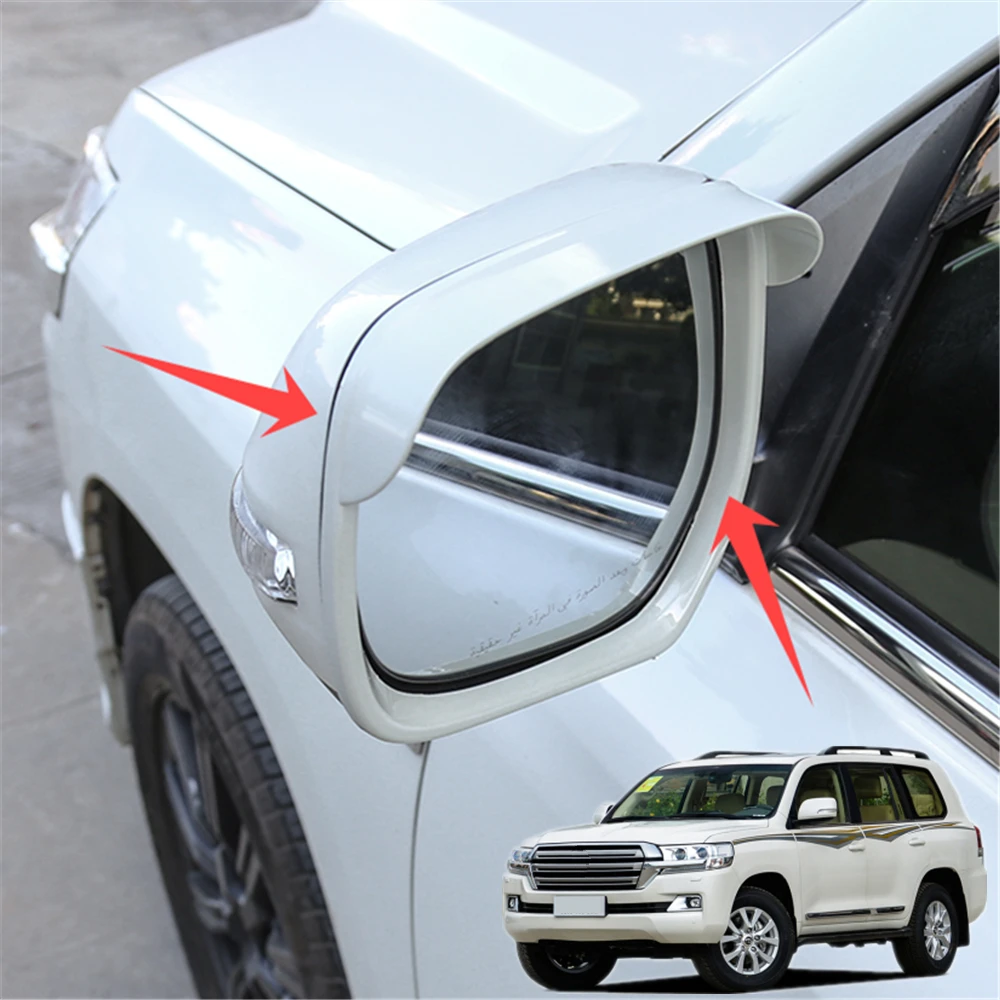 2pcs Car Side Rearview Mirror Rain Eyebrow Cover For Toyota Land Cruiser LC200 FJ200 2012-2020 Prado FJ150 2010-2019 Accessories