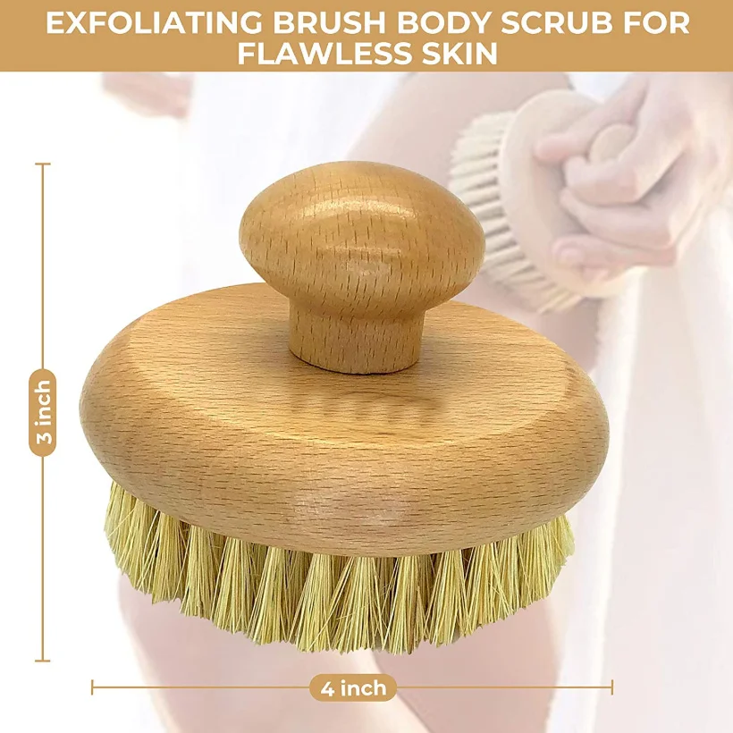 Plant Sisal Body Massage Brush Cactus Exfoliating Natural Wood Brush Wet Skin Exfoliator Brush With Soft and Stiff Bristles