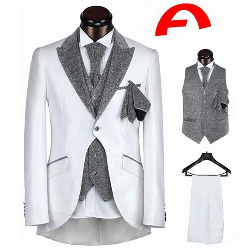 Hot Sale Mens Suits Wedding Groom Tuxedos For Wedding  Vintage Best Men Classic Black Jacket+pants+vest