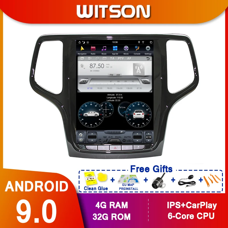 WITSON Android 9 Tesla style Car DVD Player GPS navigation for JEEP GRAND CHEROKEE 2013-2019 Car radio player Auto stereo he