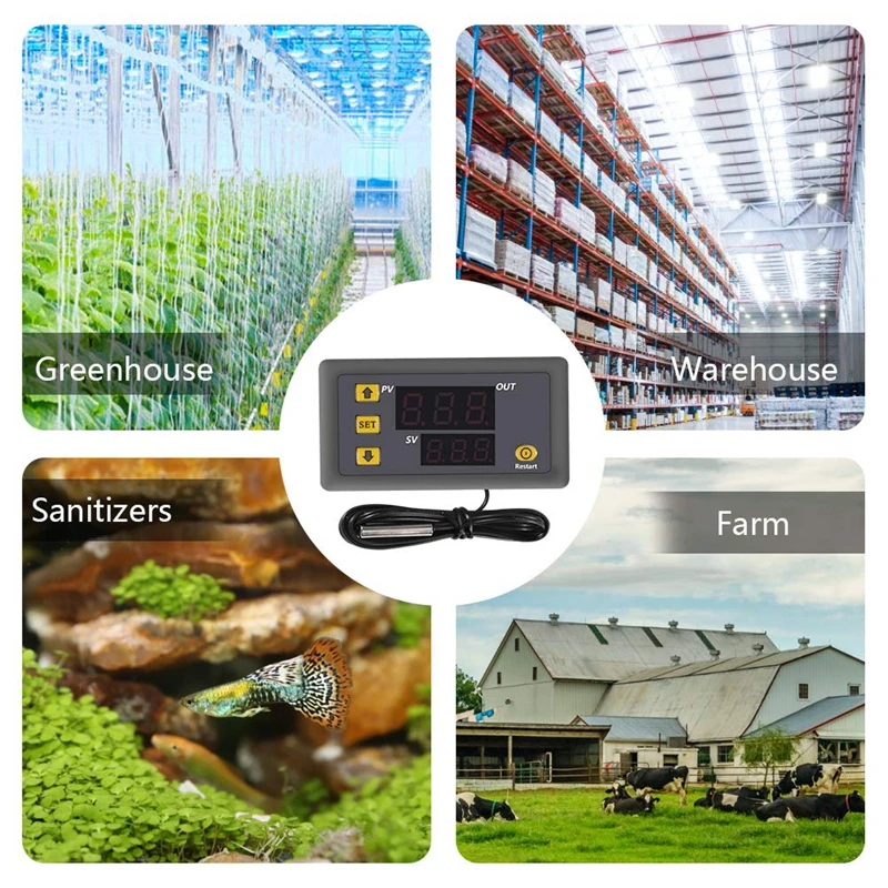 W3230 DC 12V/24V 20A LED Digital Temperature Controller Thermostat Switch Sensor Meter AC110-220V