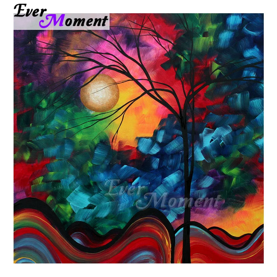 

Ever Moment Diamond Painting Handmade Tree Sun Color Picture Of Rhinestone Cross Stitch 5D DIY Mosaic Diamond Embroidery ASF1739