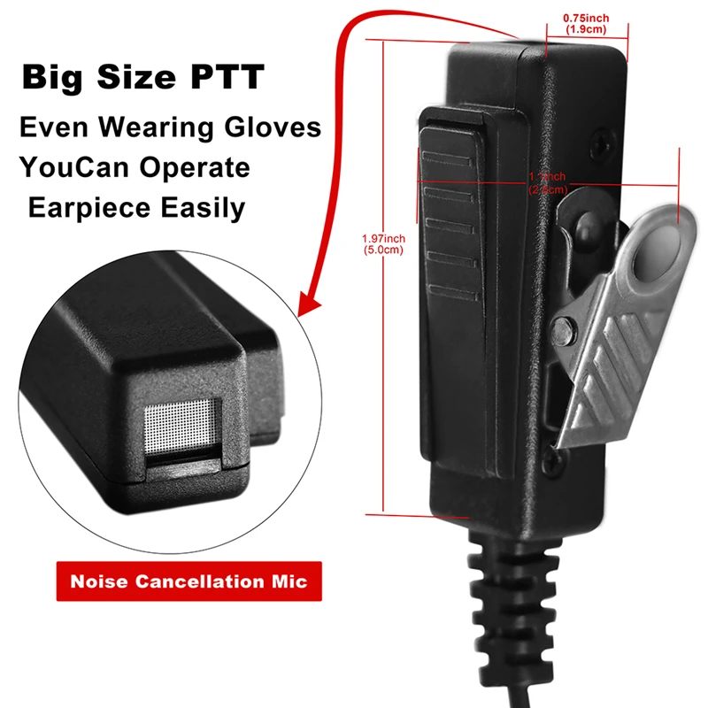 Auricolare Acustico per Radio Bidirezionale Sepura, Compatibile con SC2020, STP8000, STP8030, STP8035, STP8038, Accessori per Walkie-talkie
