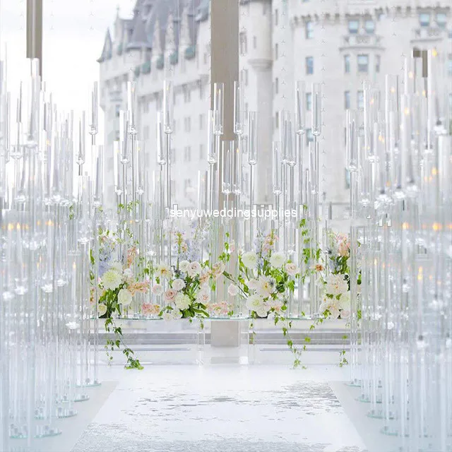 Party Decor Aisle Road Lead Tall Wedding Crystal Centerpieces  Flower Chandeliers Acrylic Flower Stand Table Centerpiece  se2517