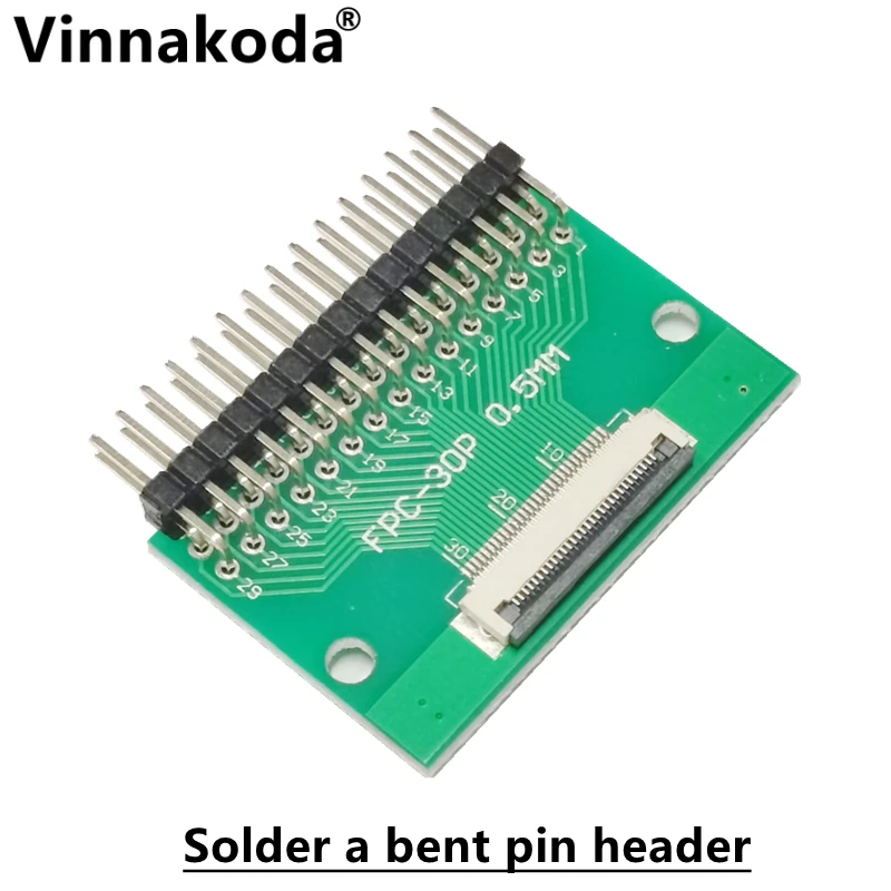 2 Stuks Ffc/Fpc Adapter Board 0.5Mm-30P Naar 2.54Mm Gelaste 0.5Mm-30P Flip-Top Connector Gelaste Rechte En Gebogen Pin Headers