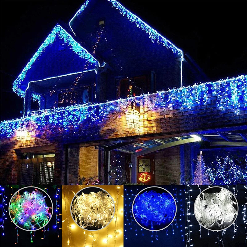 

2023 Christmas Light Led Curtain Icicle String Lights 5M Droop 0.6-0.8M Waterfall Decoration Wedding Outdoor Valentine Garden