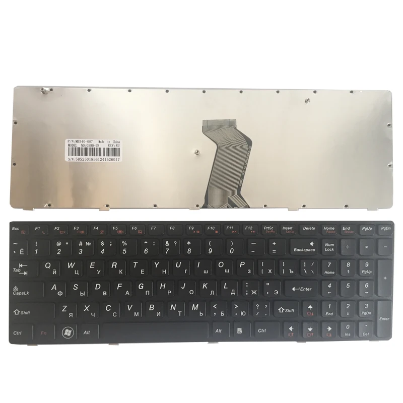 NOWA rosyjska klawiatura do laptopa LENOVO G580 Z580 Z580A G585 Z585 G590 RU z czarną ramką