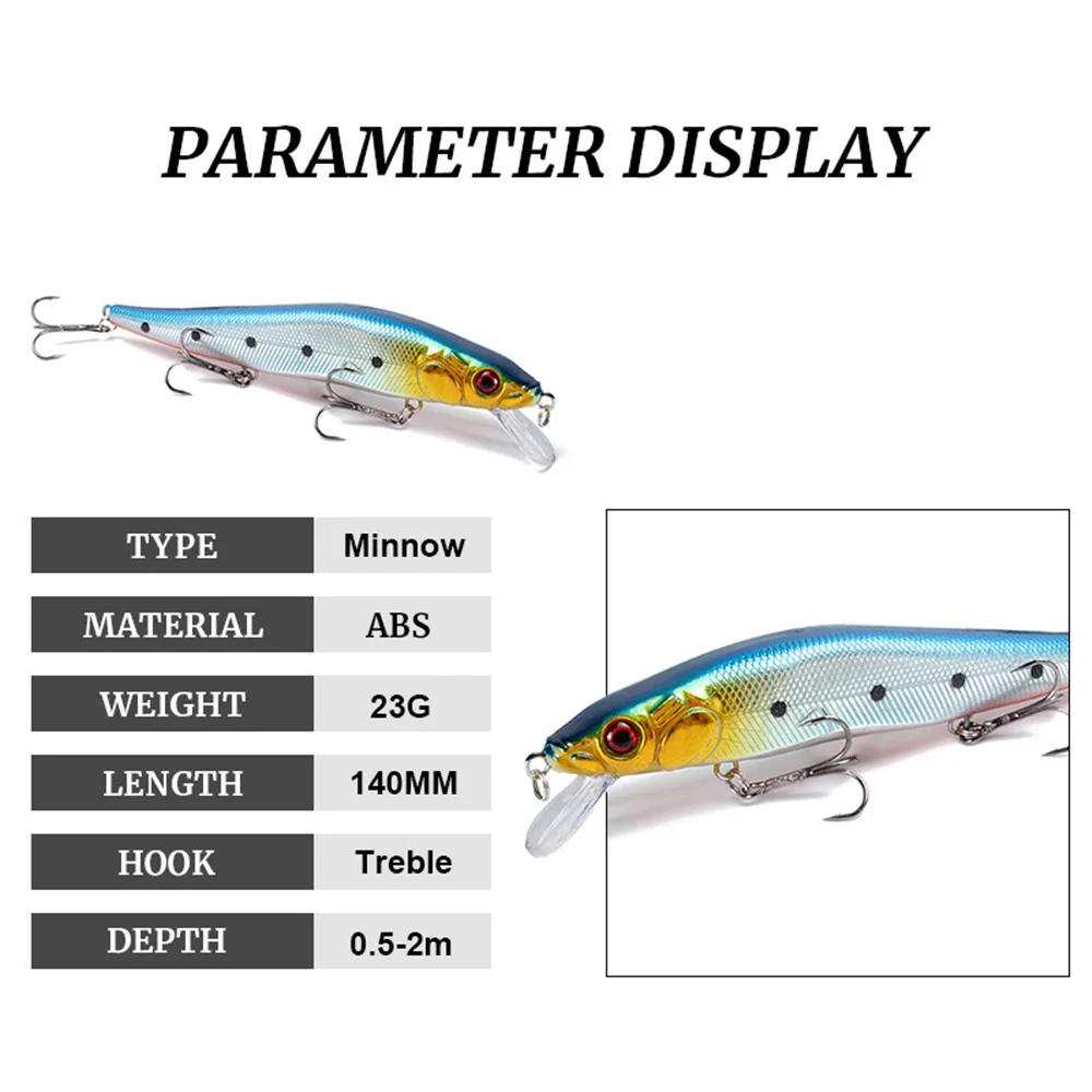 1Pcs Wobbler Fishing Lure 14mm 23g Floating Minnow Hard Bait 3 Fish Hooks Crankbait Fishing Tackle For Trout Pike Perch Bass