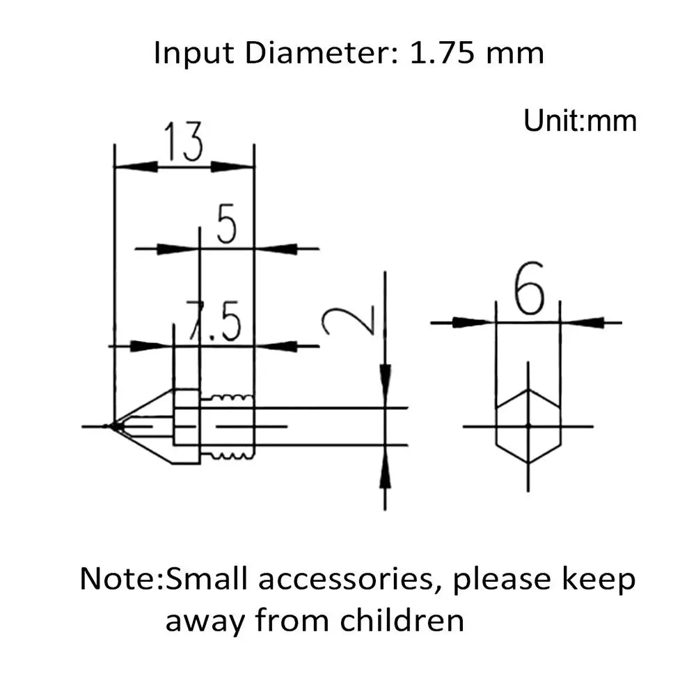 押出機プリントヘッド,真ちゅうノズル,3Dプリンター部品,mk8,1.75mm, 0.2mm, 0.3mm, 0.4mm, 0.5mm,cr10,cr10s,Ender-3, 20個,22個24個、44個