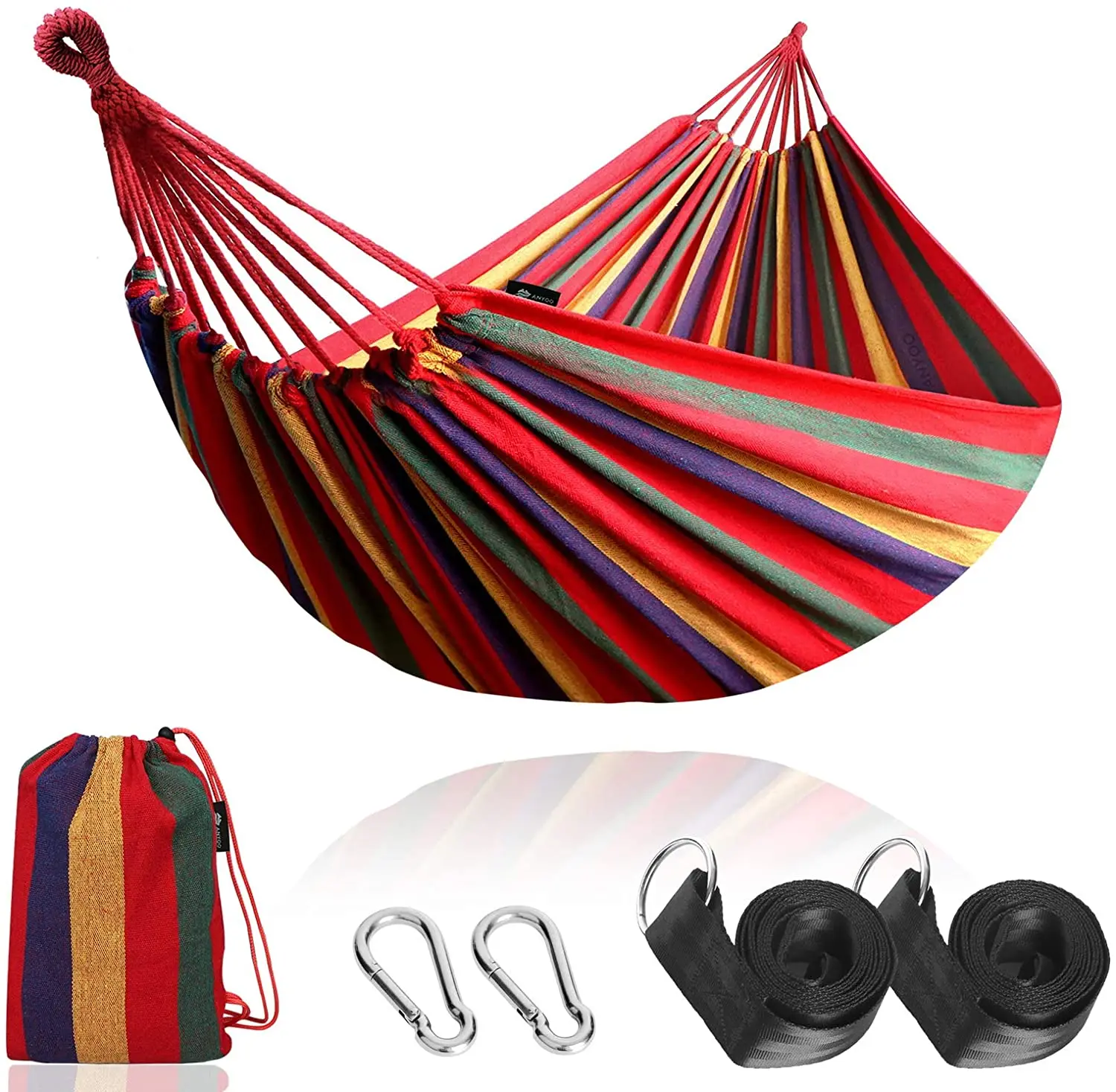 Portable Hammock Single People Outdoor Garden Sports Home Travel Camping Swing Stripe Canvas Hang Bed Hammock