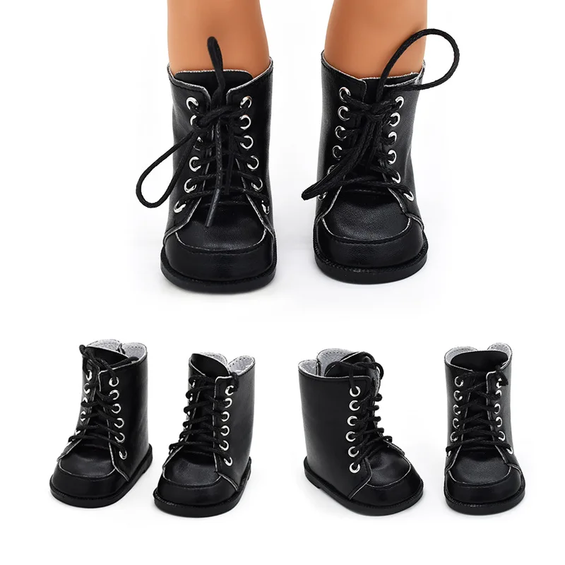 

New Black Leather Boots For 45cm American Girl Dolls 18inch Our Generation Dolls Shoes And Accessories