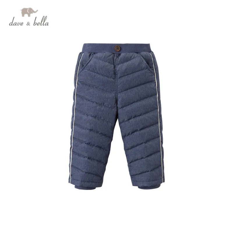 DB15337 dave bella winter baby unisex down pants baby fashion solid pockets padded trousers children high quality down trousers