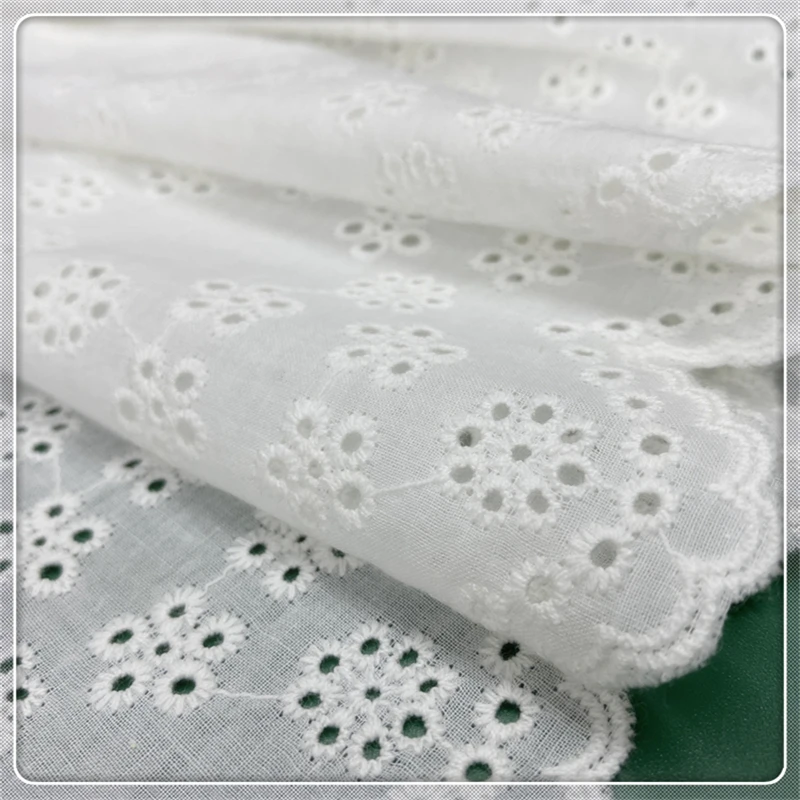 Exquisite lace fabric, cotton cloth, embroidery width 130CM DIY curtain dress dress Dccessories white