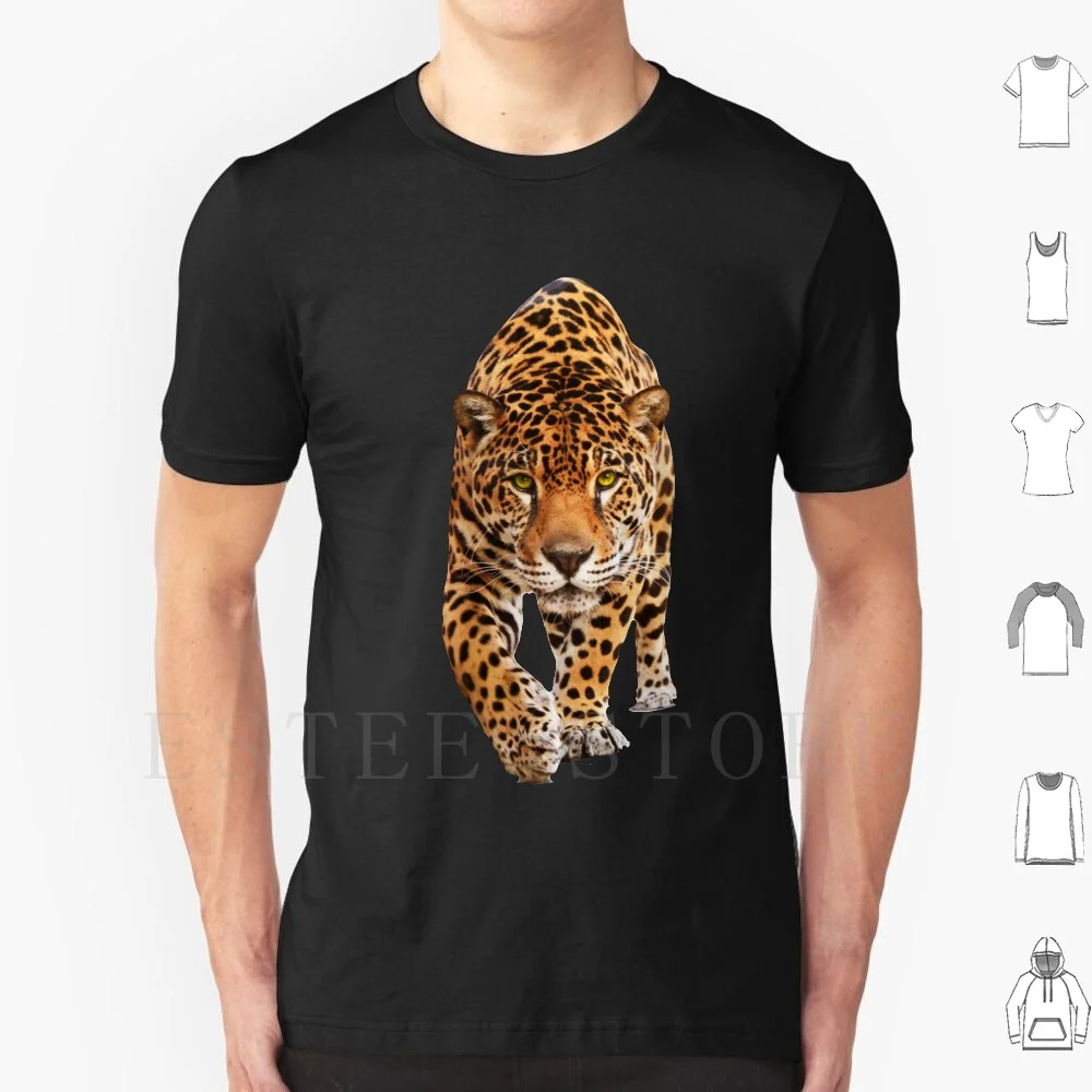 T Shirt DIY Big Size 100% Cotton Leopard White Nature Background Cat Big Animal Isolated Fashion Wild Fauna Danger Zoo Splash