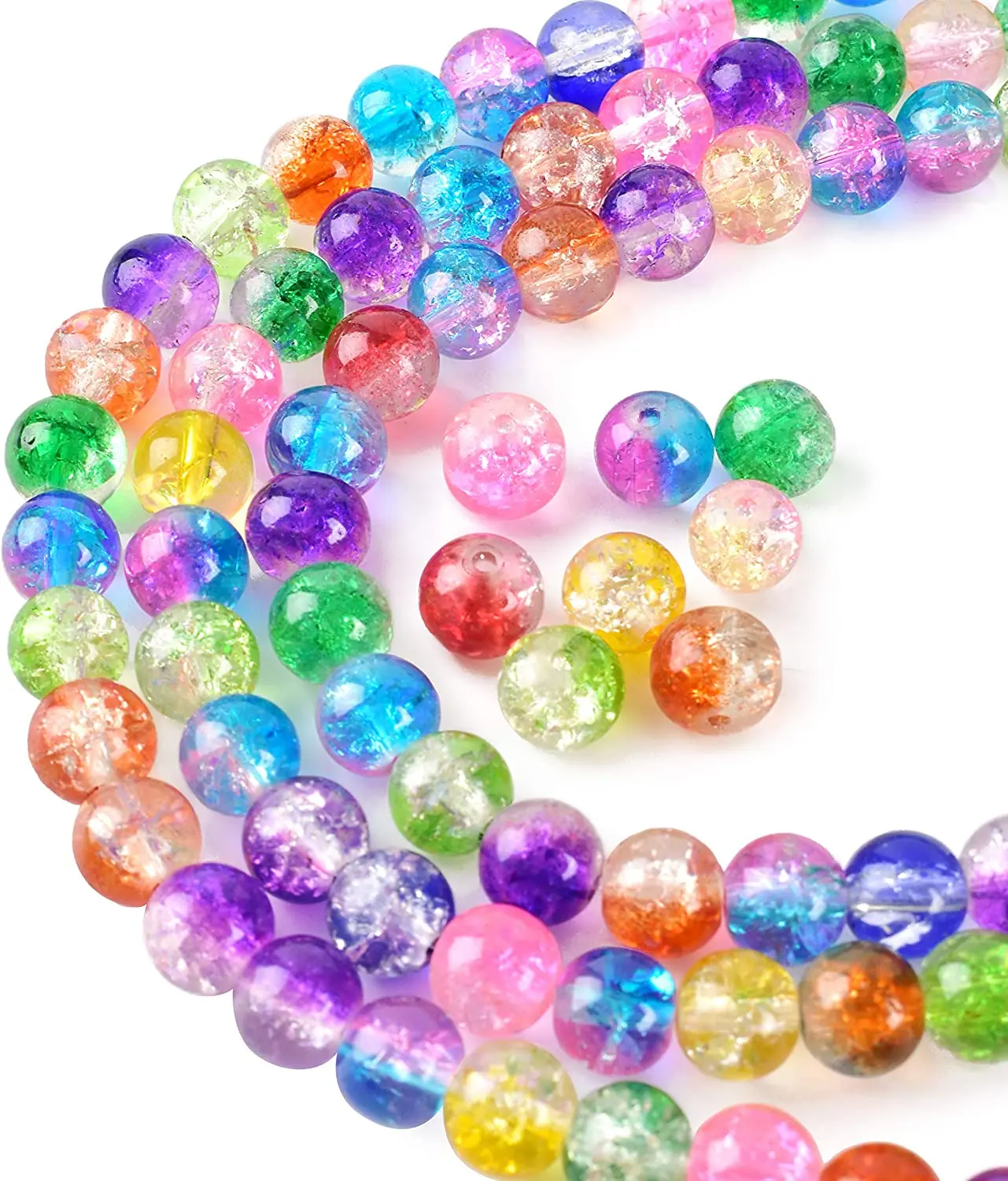 

200 pcs 8mm Crackle Lampwork Round Beads for Jewelry Making Acrylic Beads For Handmade Crafts Bracelets Necklaces