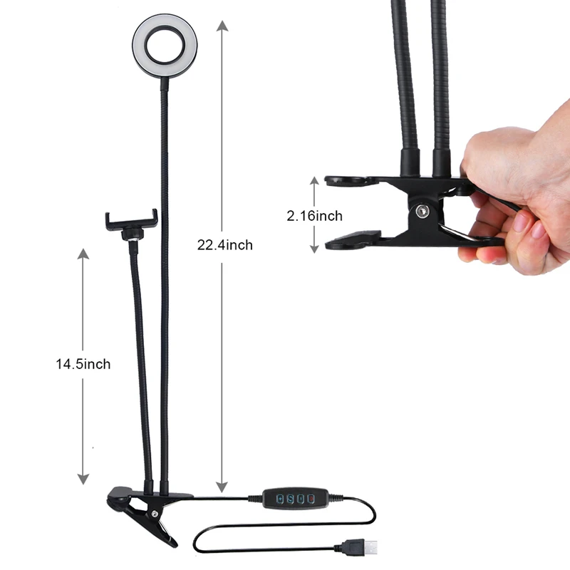 2021 Mobile Phone Live Holder Lazy Bracket Desk Lamp LED Selfie Ring Light Flexible For Youtube Live Stream Office Kitchen Stand