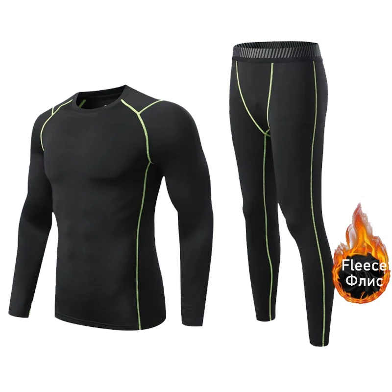 Männer Sport unterwäsche Fleece Thermal Compression Strumpfhosen ski Basis schicht Trainingsanzug kind Winter Thermische unterwäsche Laufen set