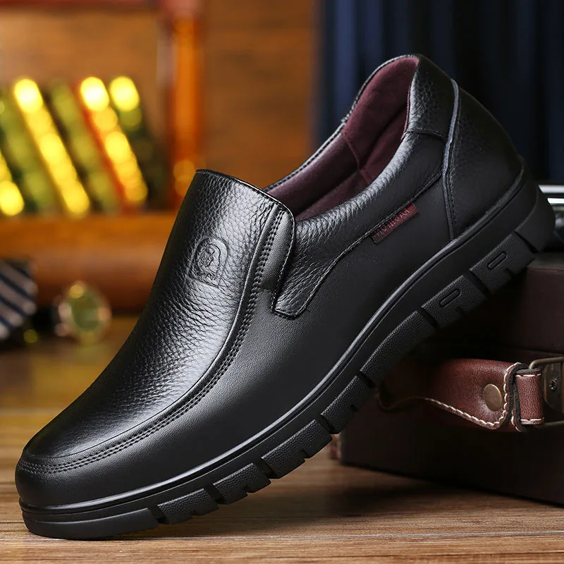 2023 Men\'s Genuine Leather Shoes 38-46 Head Leather Soft Anti-slip Rubber Loafers Shoes Man Casual Real Leather Shoes