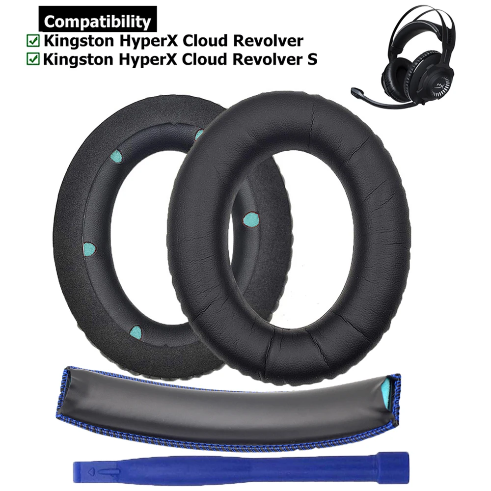 Replacement Earpads Ear Pads Cover Cushion Muffs Headband Repair Parts for Kingston HyperX Cloud Revolver S Gaming Headsets