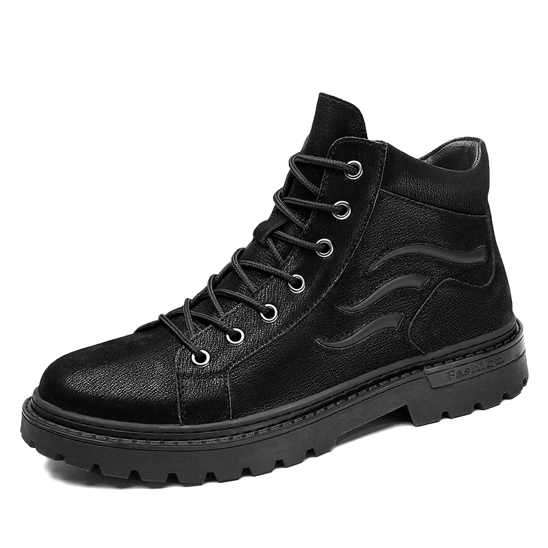 

Men Boots Pop Autumn & Winter Nice Shoes Men Casual Boots Men New Lace-up Leather Comfy Durable Outsole Men's Boots Big Size