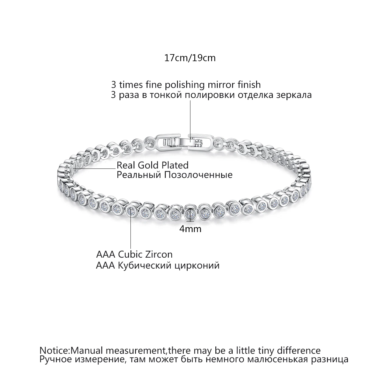 LUOTEEMI Bezel Setting Round CZ Tennis Bracelet Delicate Cubic Zirconia Minimalism Charm CZ Bracelets for Women Party Jewelry