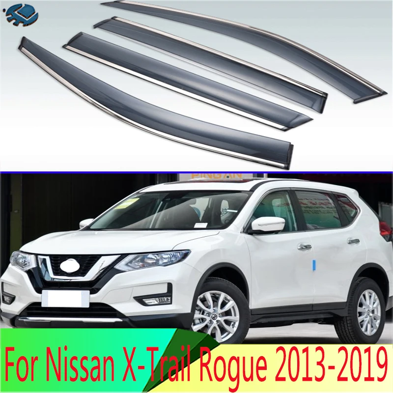 For Nissan X-Trail Rogue 2013-2019 Third generation T32 Plastic Exterior Visor Vent Shades Window Sun Rain Guard Deflector 4pcs