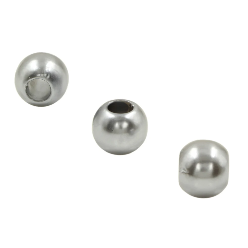 Wholesales 50pcs Gray Acrylic Shiny Simulated Pearl Rondelle Loose Large Hole Charm Beads Fit European Bracelet