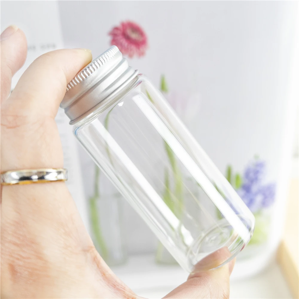 70ml 37x90x25mm Glass Bottle with Screw Cap Storage Bottle Glass Sealed Small Vials Jars Seal Leak Proof Jars 24pcs