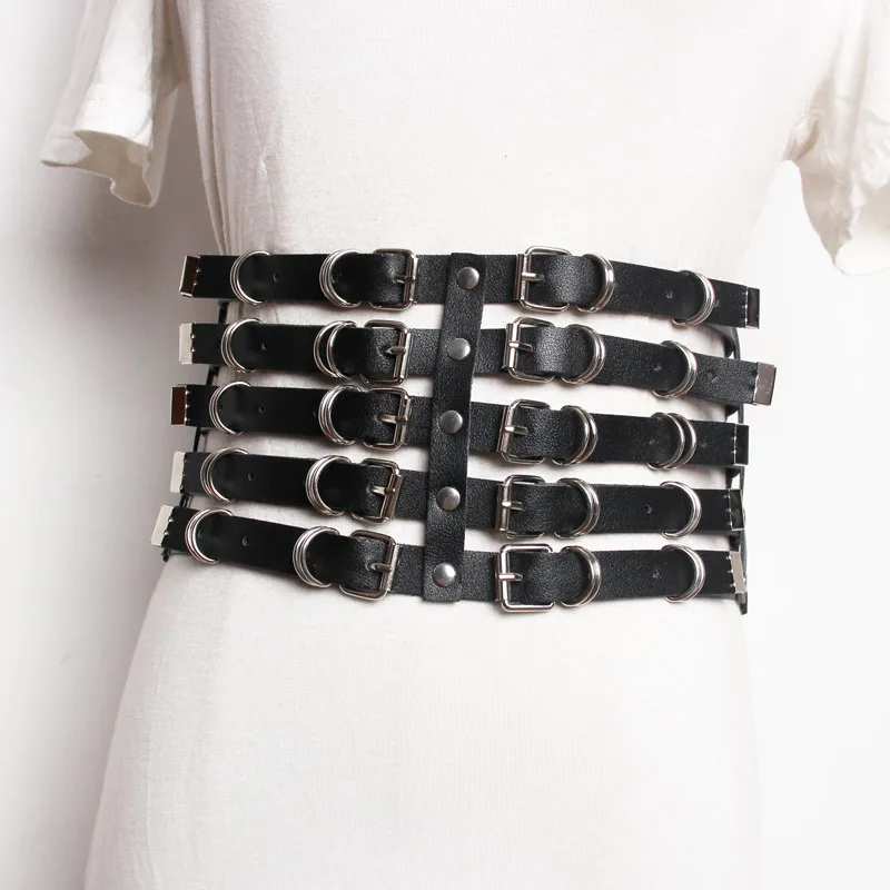 Fashion Leather Corset Belt for Women Punk Black Wide Belt Harness Female Belts Waist Belt For Dress Jeans Harajuku Accessories