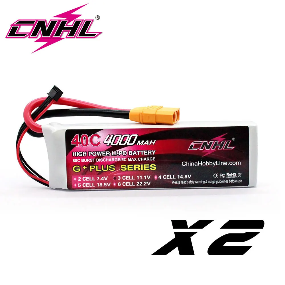 2PCS CNHL 11.1V 3S 4000mAh Lipo Battery 40C G+PLUS With XT90 Plug For Airplane Helicopter Quadcopter Car Boat Racing Hobby