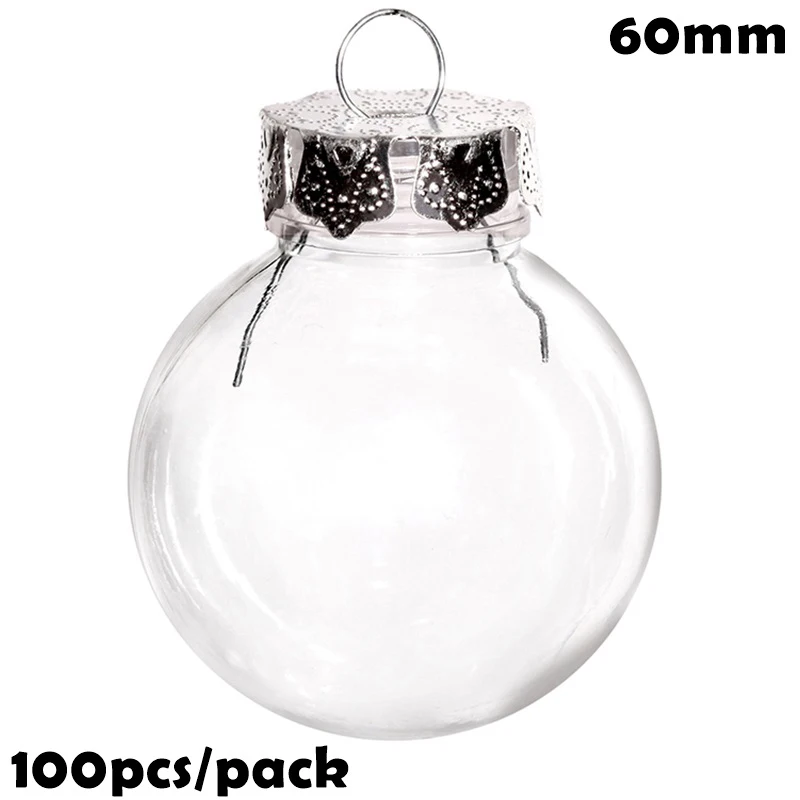 

100 Pieces x DIY Paintable/Shatterproof/Fillable Christmas Decoration Ornament 60mm Plastic Ball