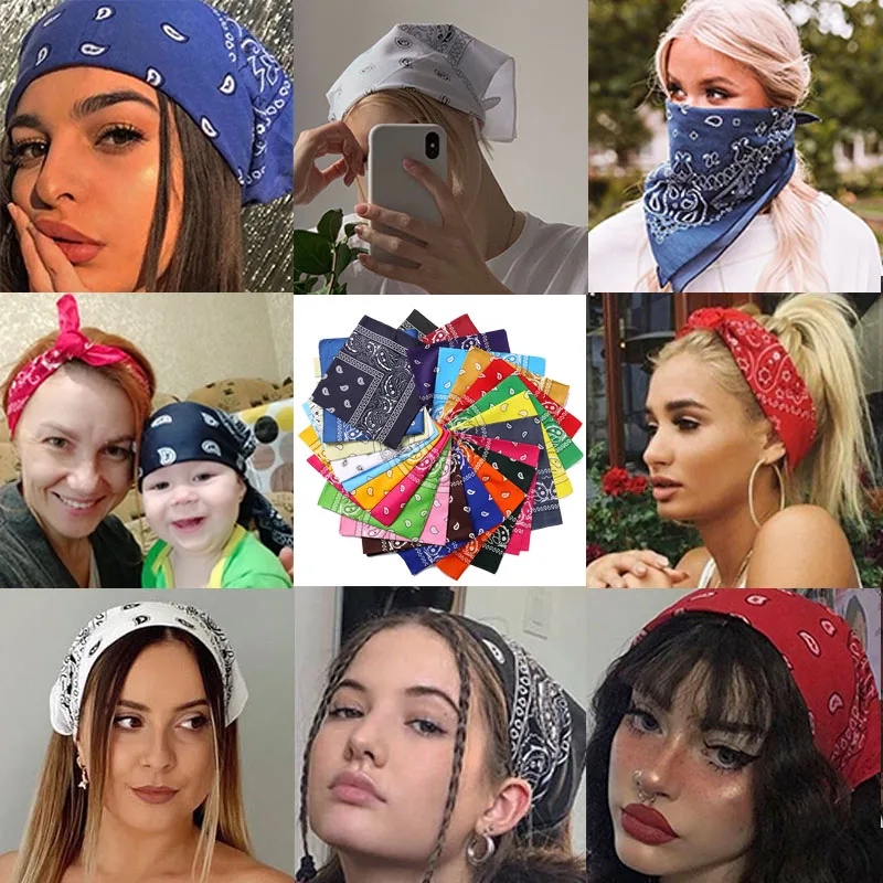 17KM Mode Frauen Bandana Schal Mädchen Kinder Punk Quadrat Bandanas Headwear Böhmischen Kopf Schal Stirnbänder Haar Zubehör