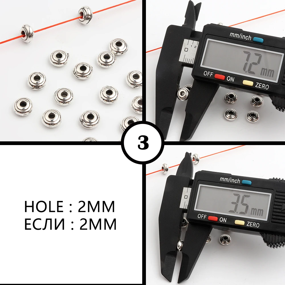 50 Stück, 32 verschiedene Arten, gemischte Metall-Abstandshalter-Perlen mit unterschiedlichen Lochgrößen für die Herstellung von Schmuck, Armbändern, Halsketten und Ohrringen – Großhandel. – Detail 6