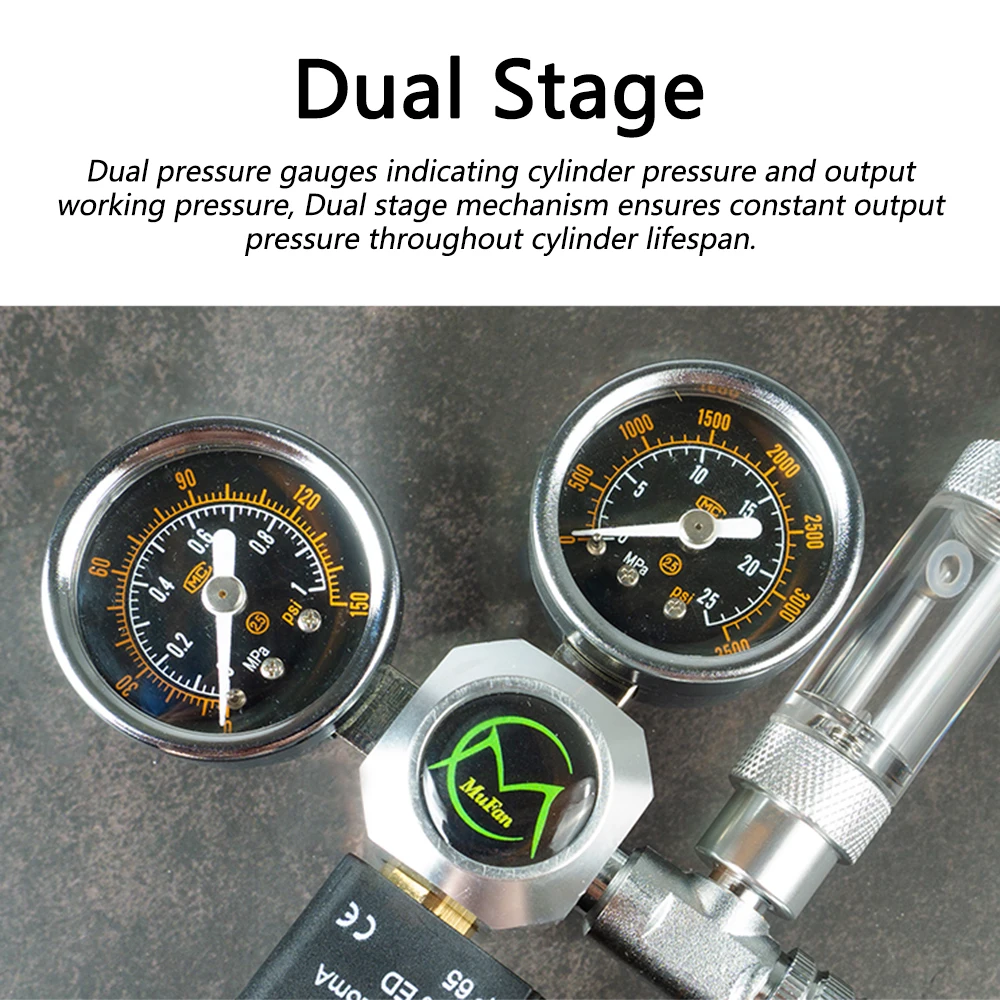 Dual Stage CO2 Regulators With Integrated Solenoid Valve For Aquariums CO2 kit System for Planted Tank Aquarium Accessories