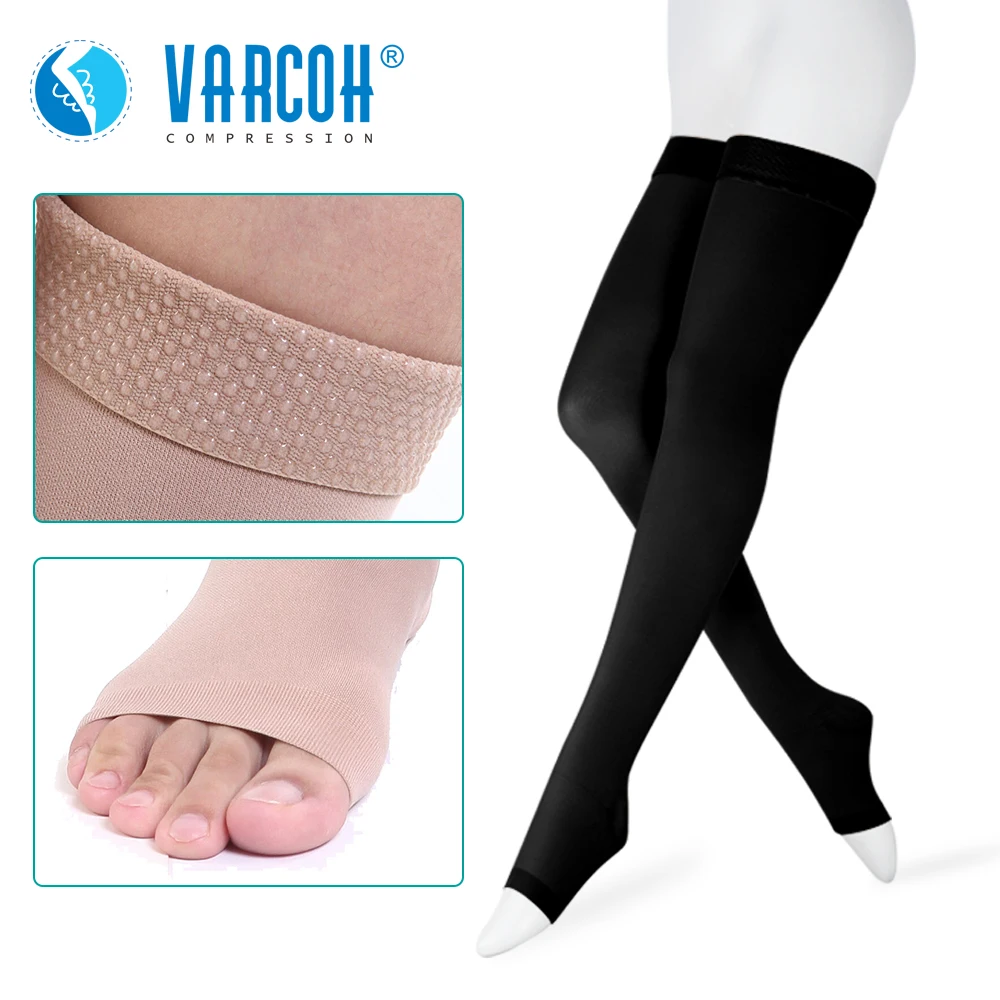 30-40 mmHg Thigh High Compression Stockings Women & Men - Medical Socks,Nursing,Hiking,Varicose,Travel Flight,Running & Fitness