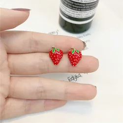 Acrylic Strawberry Earrings Fashion New Street Shooting Net Red Wild Small Cute Red Strawberry Fruit Earrings Women Wholesale