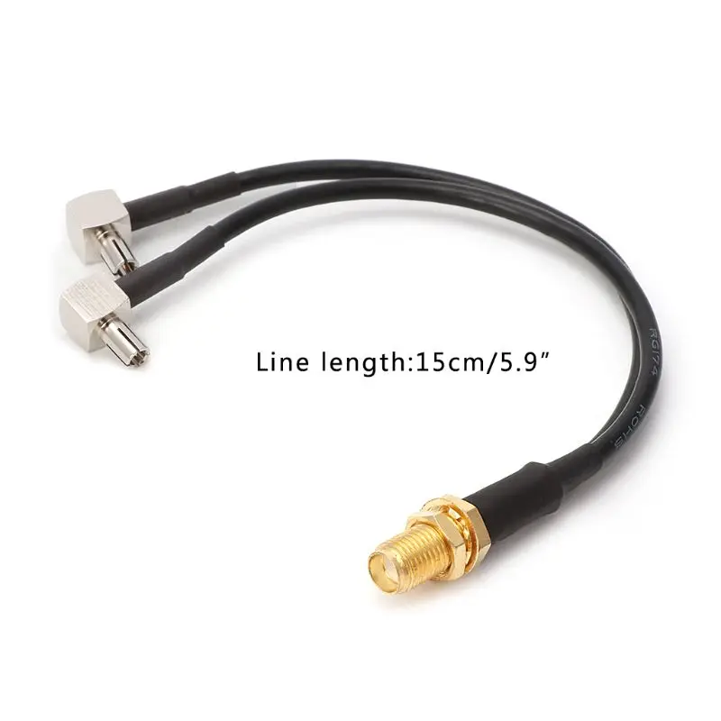 Free postage Y Type SMA Female To 2 x TS9 Male Plug Splitter Combined Pigtail Cable RG174 15cm