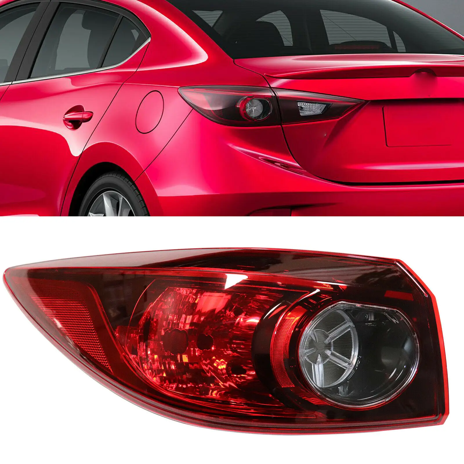 Left Tail Light Assembly Outer Driver Side Rear Lamp for 2014-2018 Mazda 3