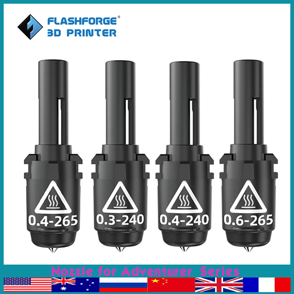 FLASHFORGE Dysza do Adventurer 3 Adventurer 4 Serise 0.3/0.4/0.6mm Części do drukarek 3d wysokotemperaturowych Zapasowe akcesoria zamienne