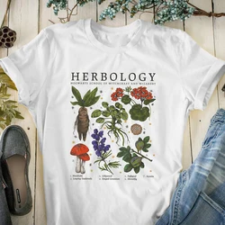 Herbology Plants Colored Print T-shirt Vintage Botanical Mandragora Tshirt Camiseta Aesthetic Women Gardening Graphic Tee Top