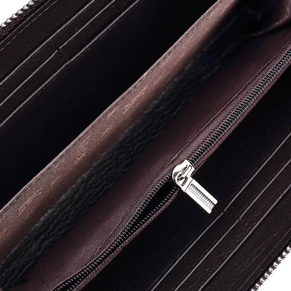 HUMERPAUL 100% Genuine Leather Men Wallet High Quality Card Holder Coin Purse Zipper Large Capicity Organizer Cltutch for Women