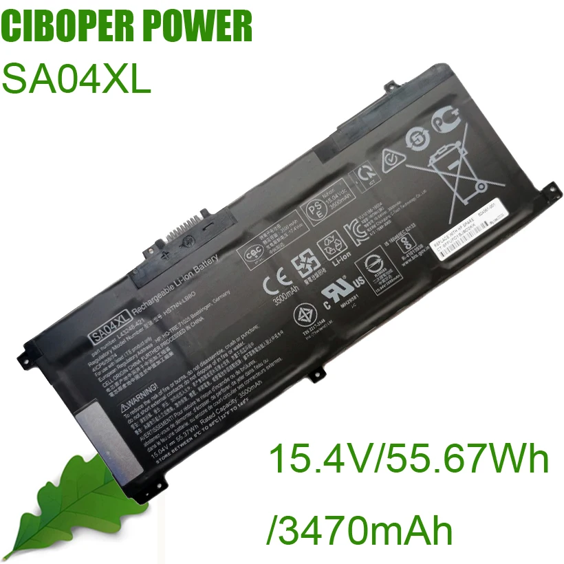 

CP настоящая аккумуляторная батарея для ноутбука SA04XL 15,4 V/55,67 WH/3470mAh для ENVY X360 15-dr0003TX 15-ds0000nc/ng/na/ur