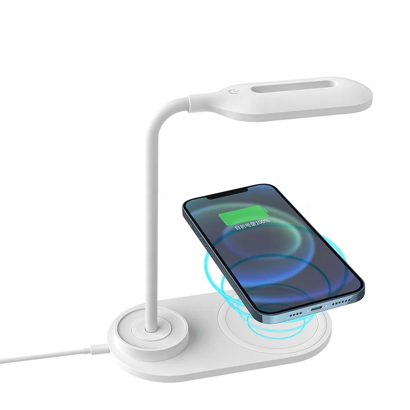 Multifunctional 2 In 1 Qi 10W Phone Fast Charging Desk Wireless Charger Led Reading Table Lamp