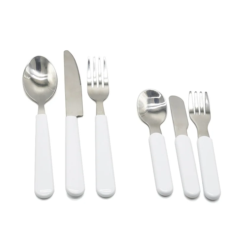 Sublimation Blank Stainless Steel Imitation Cutlery Set Dinnerware Clamp Western Tableware Knife Fork Tea Spoon For Adult Kids