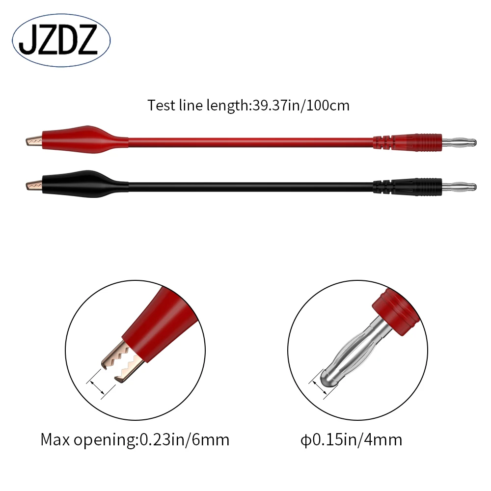 Jzdz 2 stücke Multi-Meter-Test führt Kabel leitung 100cm 4mm Bananen stecker zum Krokodil klemme elektrischen Überbrückung draht j.70056a