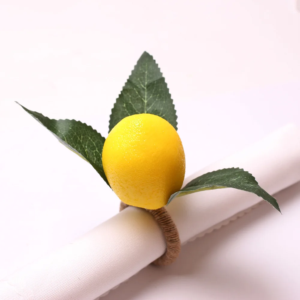 

8pcs Simulation Lemon Napkin Ring Hotel Restaurant Tropical Fruit Napkin Button Cloth Ring