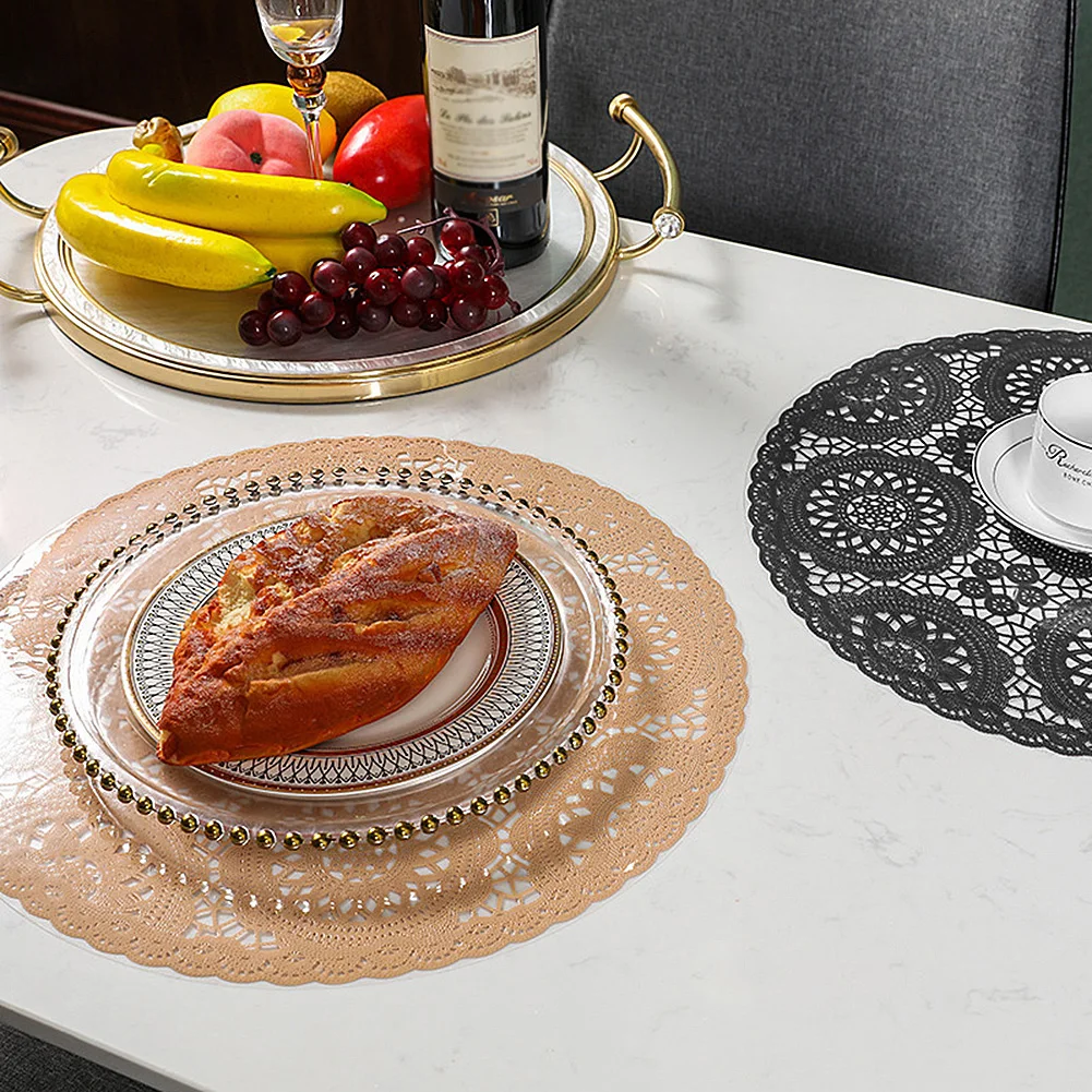 PVC Round table place mat Christmas pad Cloth dish placemat cup mug dining tea coaster drink doily kitchen