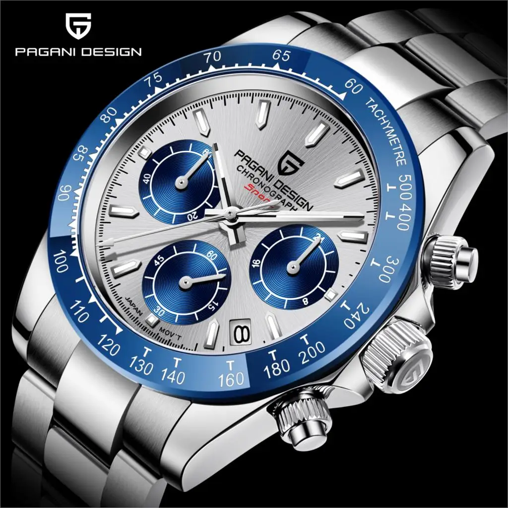 

2021 Nen Luxury Brand PAGANI Design Men's Quartz Watch Stainless Steel Waterproof Sports Men's Chronograph Watch Reloj Hombre