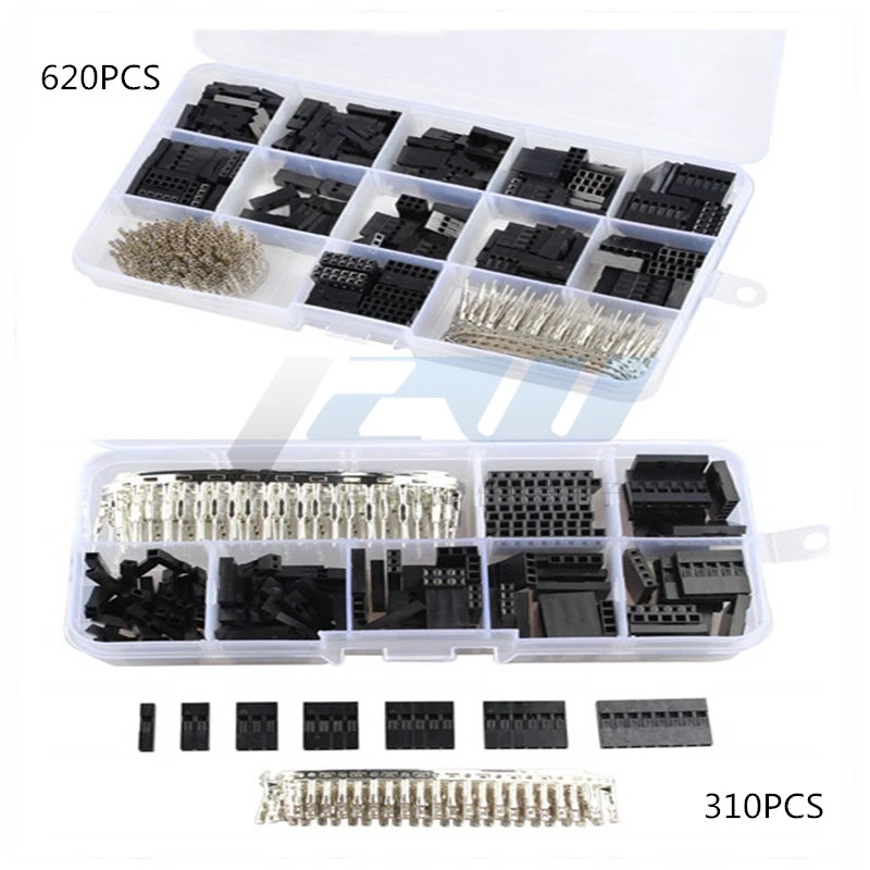 620pcs/310pcs 2.54mm DuPont jumper connector shell z zestawem zacisków